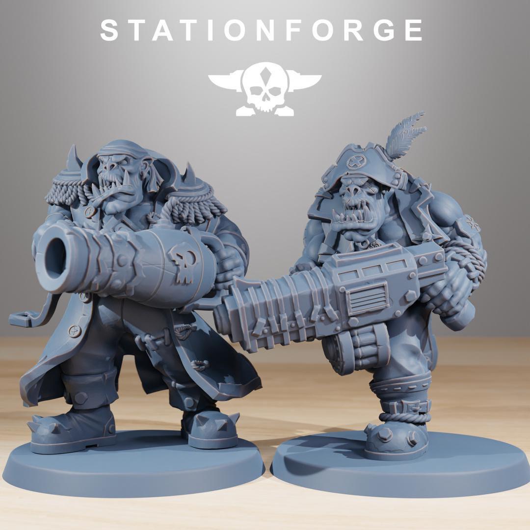 Orkaz Pirates, Space-Faring Orkish Menace Sculpted by STATIONFORGE, Grimdark Compatible, Sci-Fi Wargame Scale