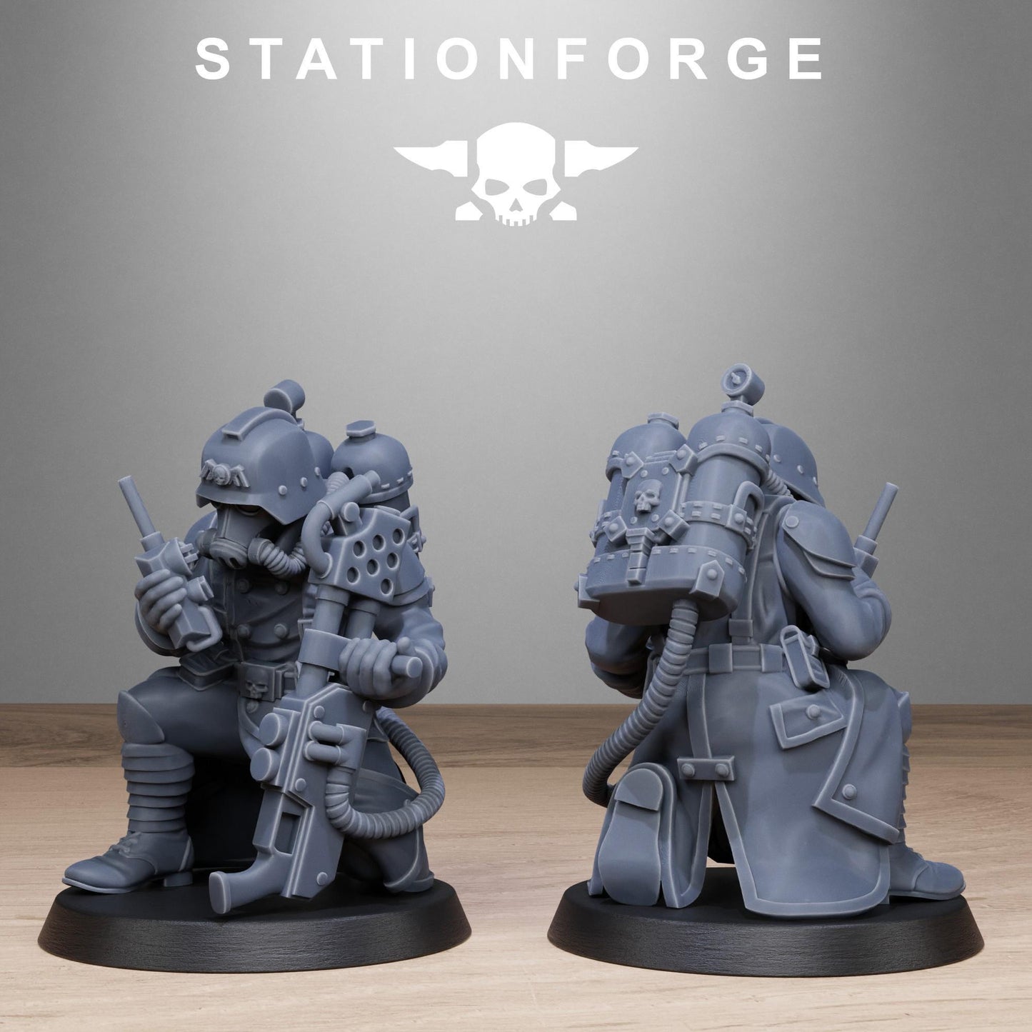 GrimGuard Flamers, Death Korps Proxy, Sci-Fi Wargames Miniatures by STATIONFORGE