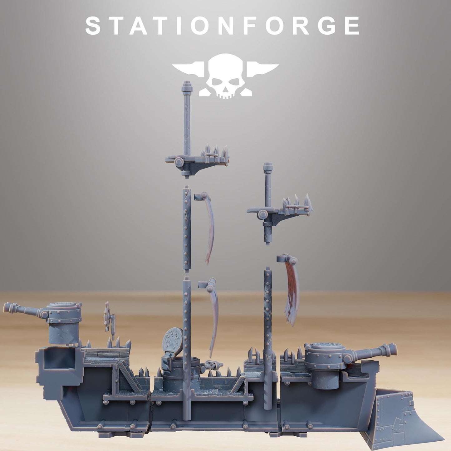Ork Battle Ship, Sci-Fi Wargame Miniature by STATIONFORGE