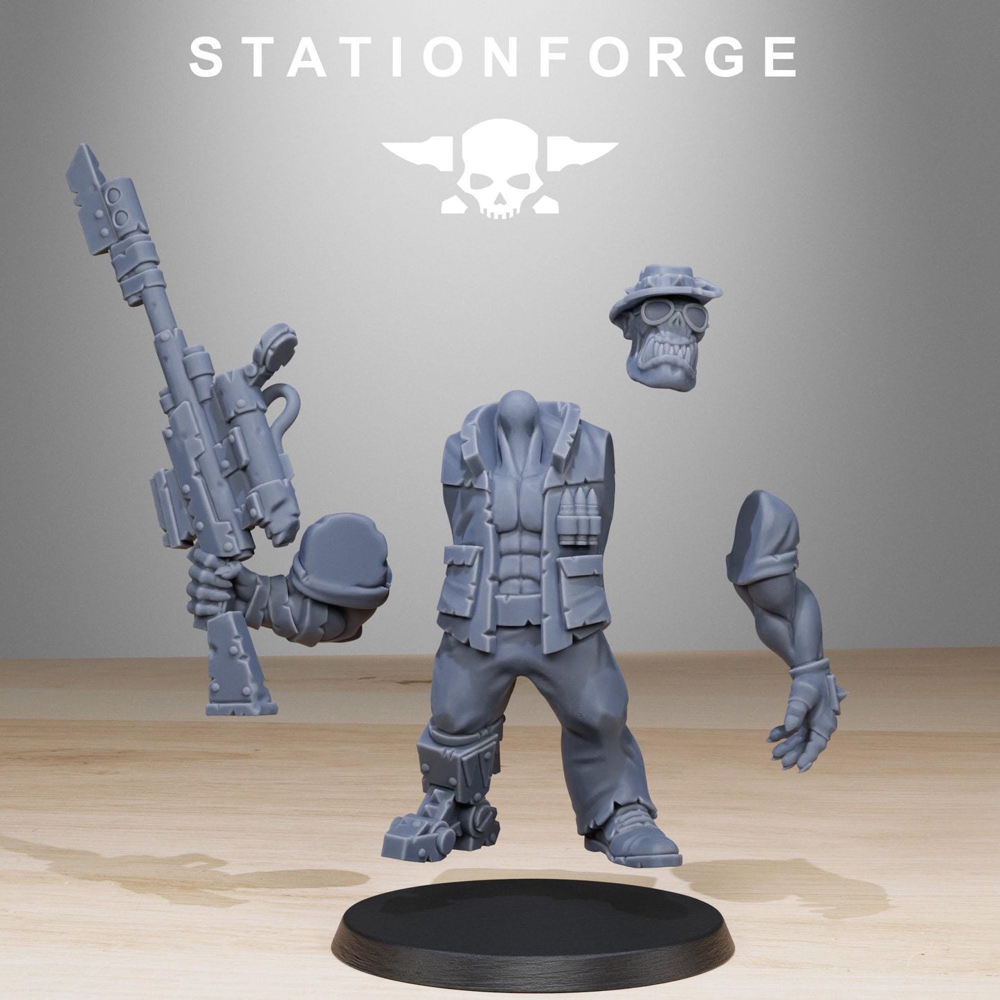 Orkaz Team Fighters, Space-Faring Orkish Menace Sculpted by STATIONFORGE, Grimdark Compatible, Sci-Fi Wargame Scale