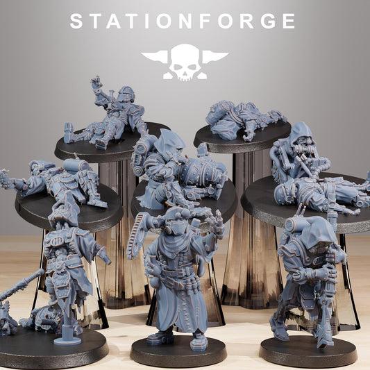 Scavenger Wounded, Space Techno-bots, modular Sci-Fi warriors by STATIONFORGE, Sci-Fi Wargames Cyber-themed Grimdark miniatures