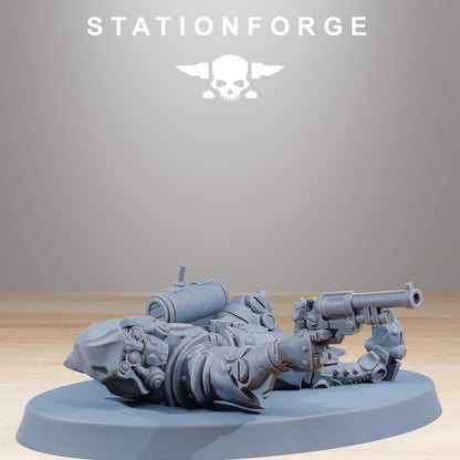 Scavenger Wounded, Space Techno-bots, modular Sci-Fi warriors by STATIONFORGE, Sci-Fi Wargames Cyber-themed Grimdark miniatures