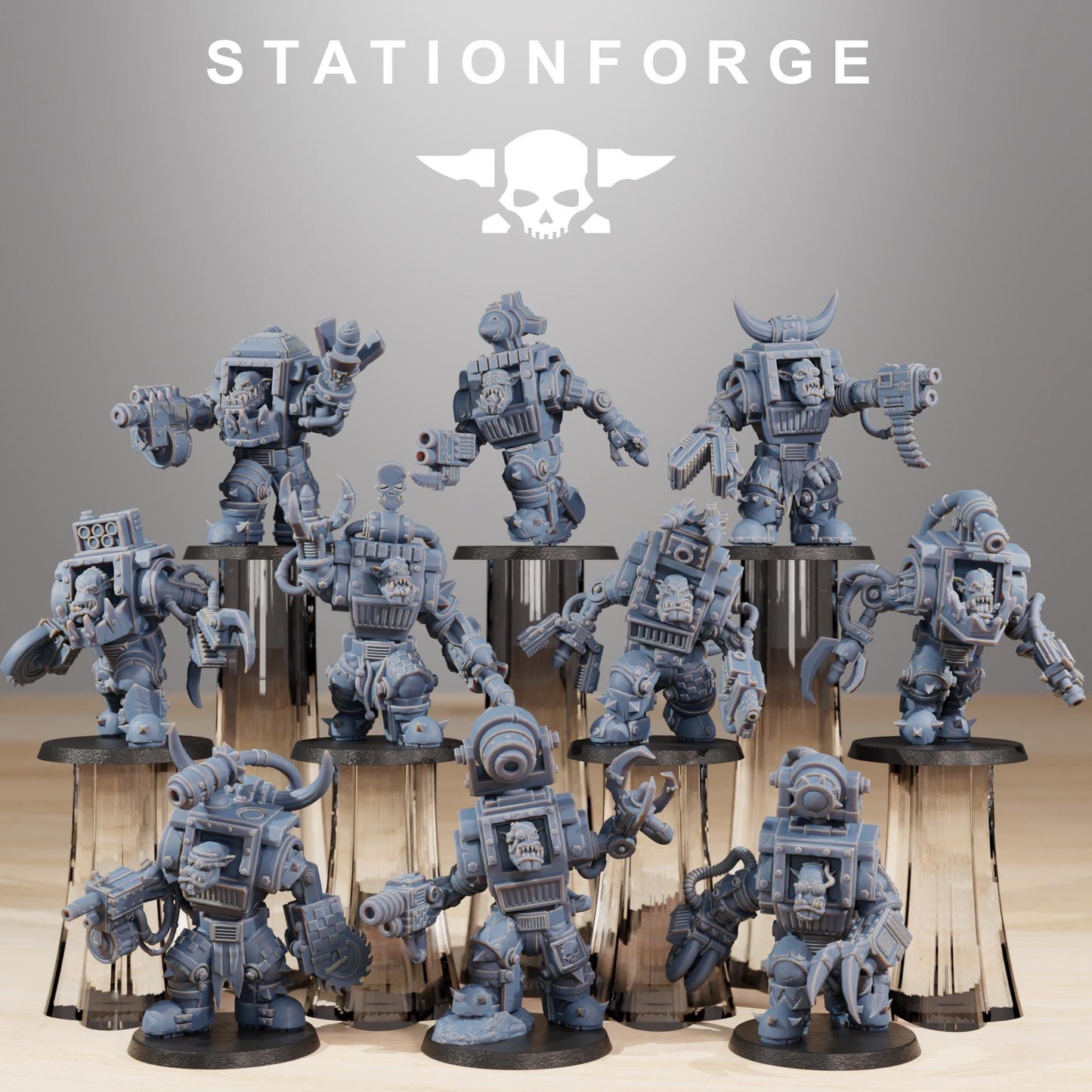 Orkaz Steelbrutes, Space-Faring Orkish Menace Sculpted by STATIONFORGE, Grimdark Compatible, Sci-Fi Wargame Scale
