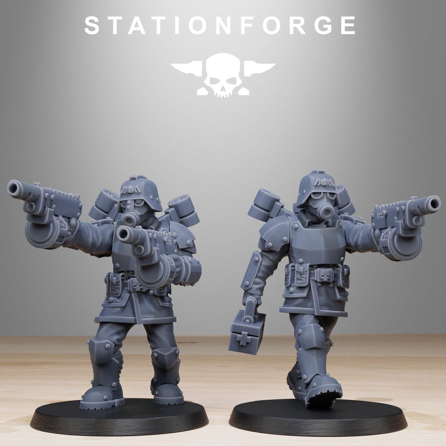 GrimGuard Aero Troops, Death Korps Proxy, Sci-Fi Wargames Miniatures by STATIONFORGE