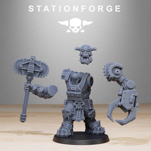 Orkaz Spec Team, Space-Faring Orkish Menace Sculpted by STATIONFORGE, Grimdark Compatible, Sci-Fi Wargame Scale