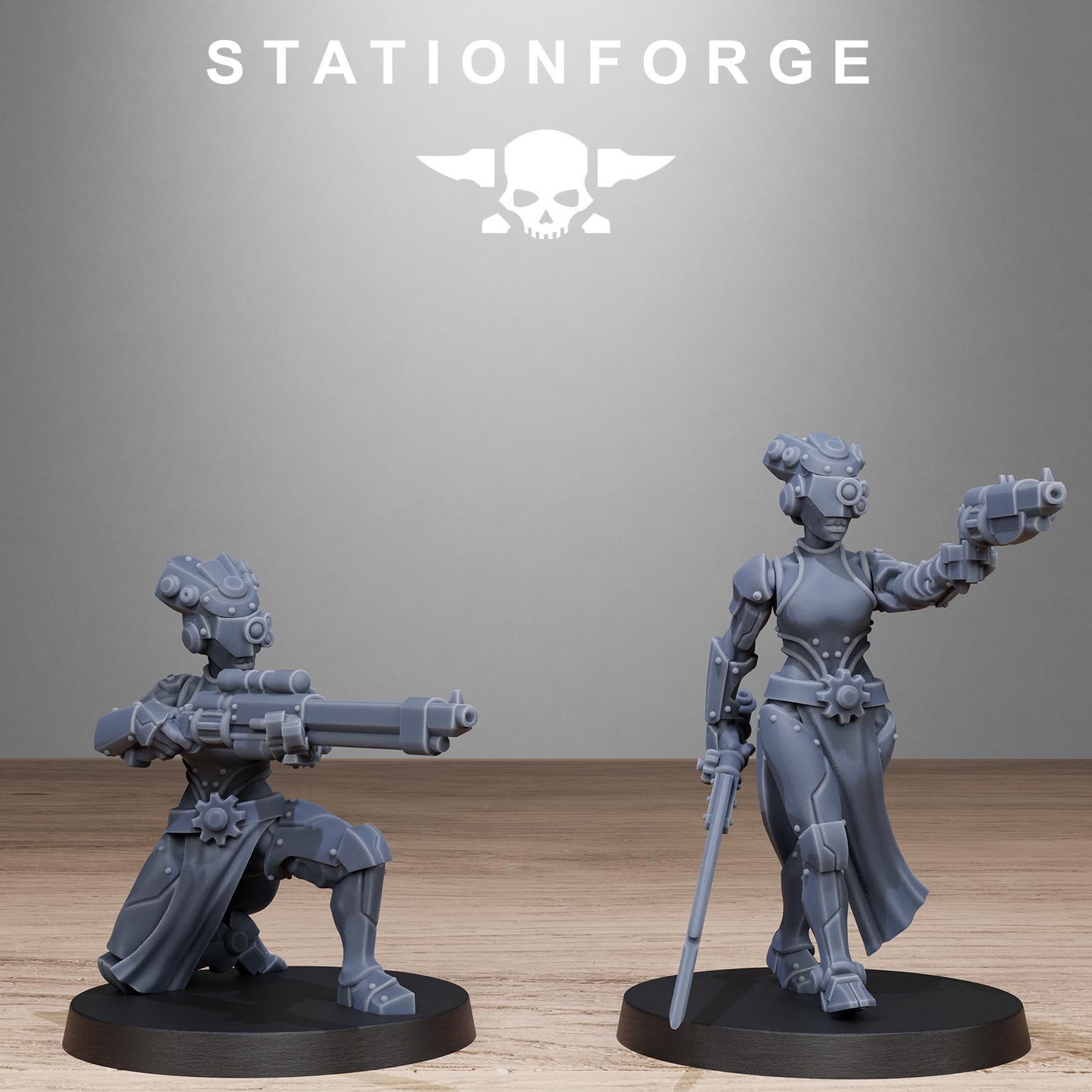 Scavenger Sisters Infantry, Sci-Fi Techno-Bots, Grimdark Miniatures by STATIONFORGE