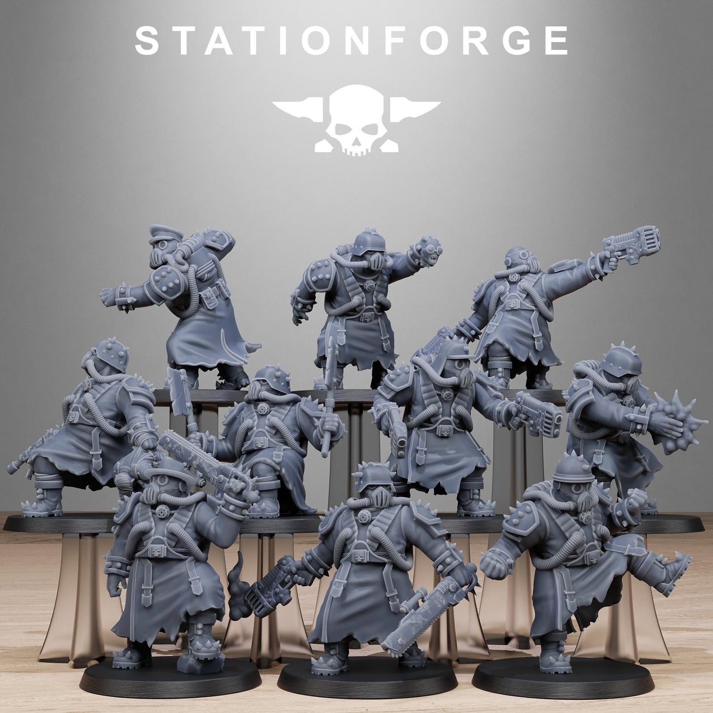 Corrupted Guard Filthcrew Mutants, Imperial Guard Proxy, Sci-Fi Wargames Miniatures by STATIONFORGE