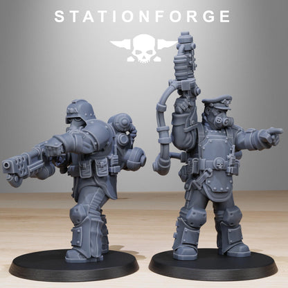 GrimGuard Armored Squad, Death Korps Proxy, Sci-Fi Wargames Miniatures by STATIONFORGE