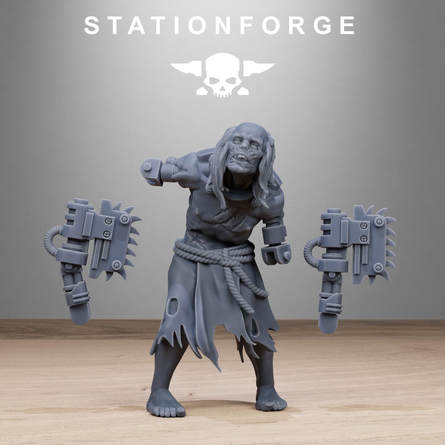 Techno Savanger Necromants, Chaos Worshipper Sci-Fi Wargames Miniatures by STATIONFORGE, Corrupted Imperial Guard