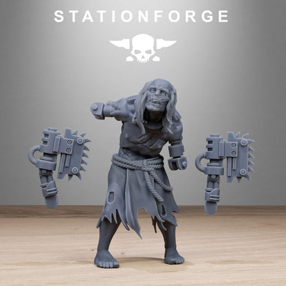 Techno Savanger Necromants, Chaos Worshipper Sci-Fi Wargames Miniatures by STATIONFORGE, Corrupted Imperial Guard