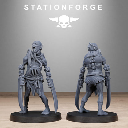 Techno Savanger Necromants, Chaos Worshipper Sci-Fi Wargames Miniatures by STATIONFORGE, Corrupted Imperial Guard