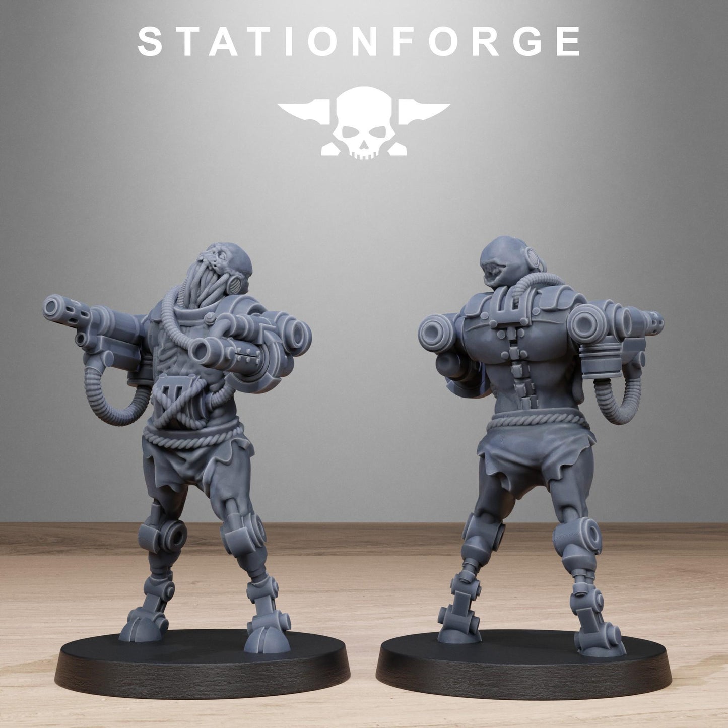 Techno Savanger Necromants, Chaos Worshipper Sci-Fi Wargames Miniatures by STATIONFORGE, Corrupted Imperial Guard