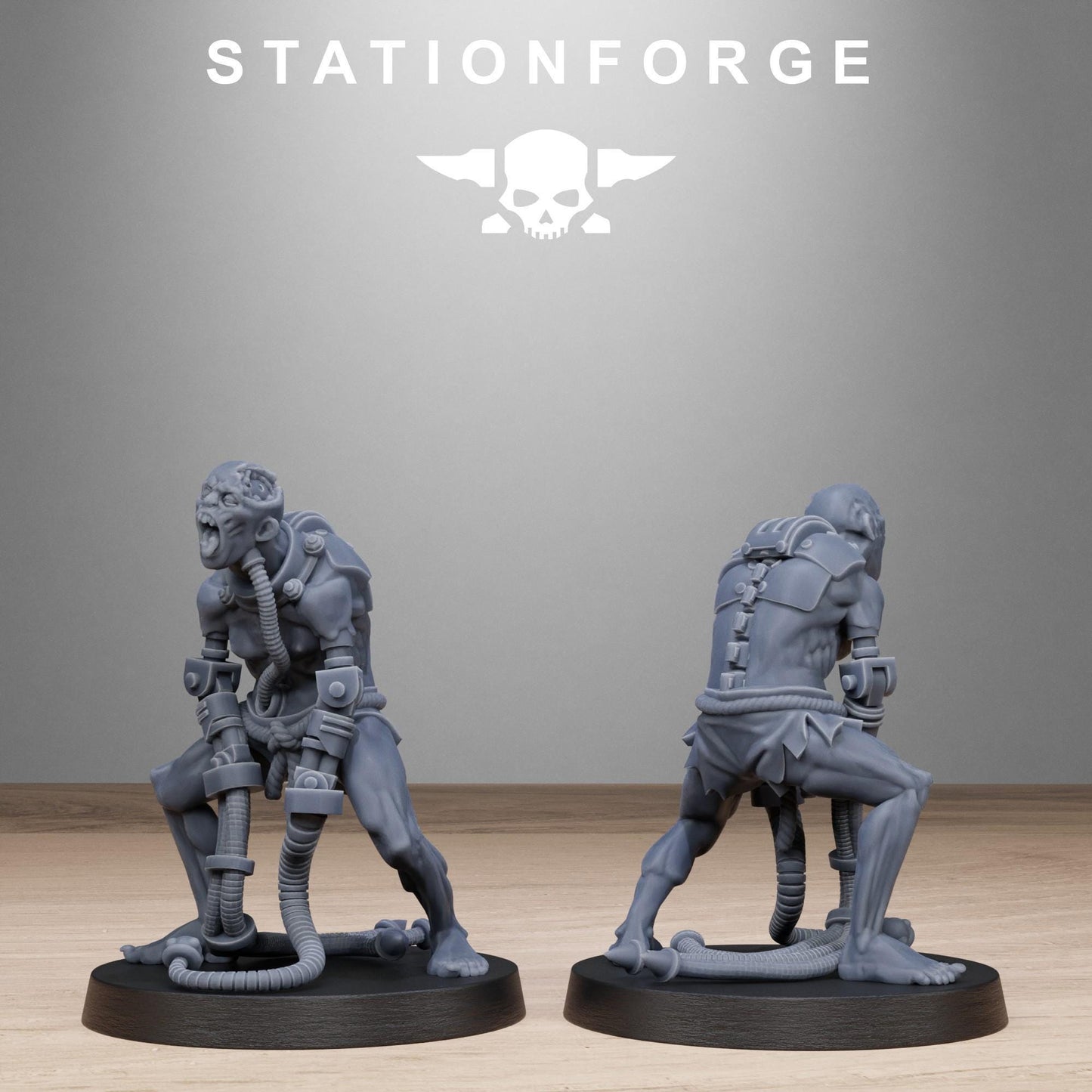 Techno Savanger Necromants, Chaos Worshipper Sci-Fi Wargames Miniatures by STATIONFORGE, Corrupted Imperial Guard