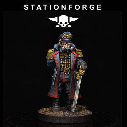 GrimGuard Officer, Death Korps Proxy, Sci-Fi Wargames Miniatures by STATIONFORGE