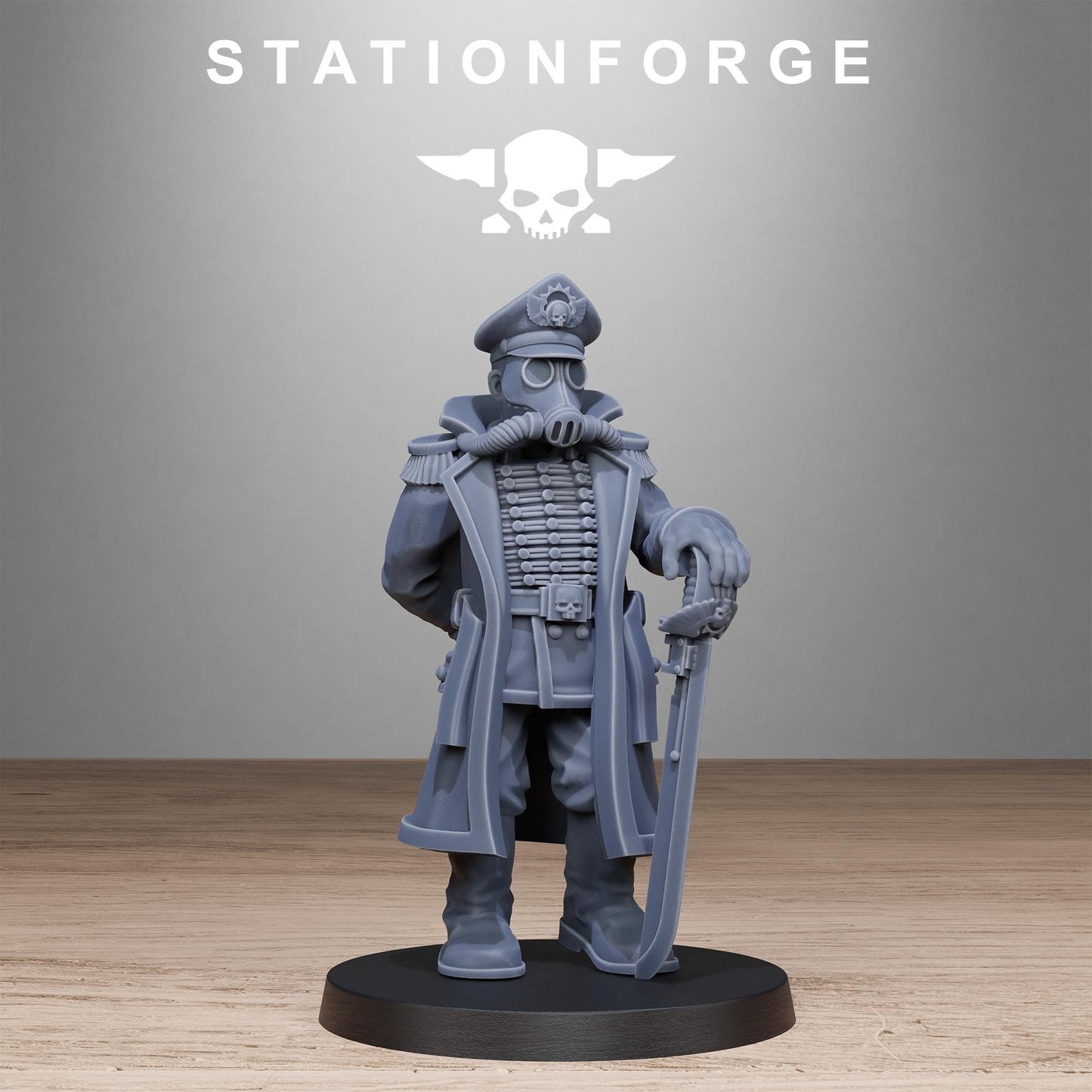 GrimGuard Officer, Death Korps Proxy, Sci-Fi Wargames Miniatures by STATIONFORGE