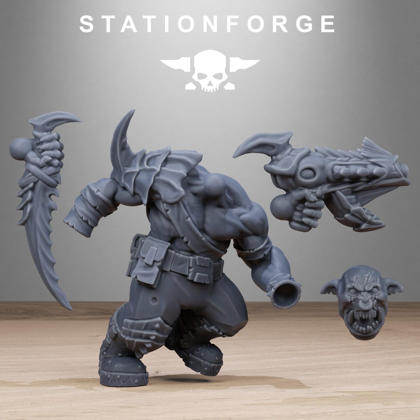 Orkaz Biotech Looters, Space-Faring Orkish Menace Sculpted by STATIONFORGE, Grimdark Compatible, Sci-Fi Wargame Scale