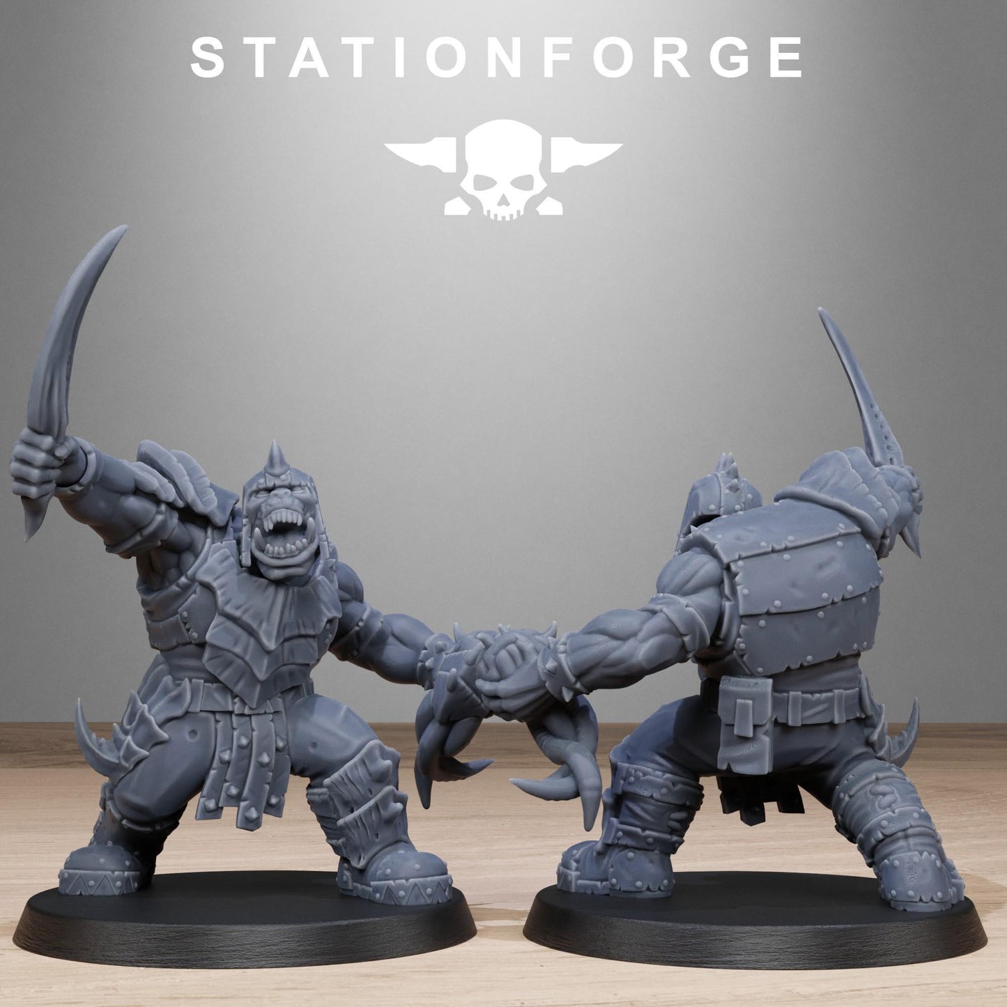 Orkaz Biotech Looters, Space-Faring Orkish Menace Sculpted by STATIONFORGE, Grimdark Compatible, Sci-Fi Wargame Scale