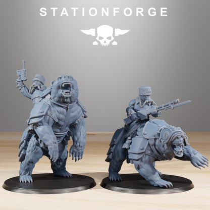 GrimGuard Bear Riders Modular Set Miniatures by STATIONFORGE,  Imperial guard cavalry regiment