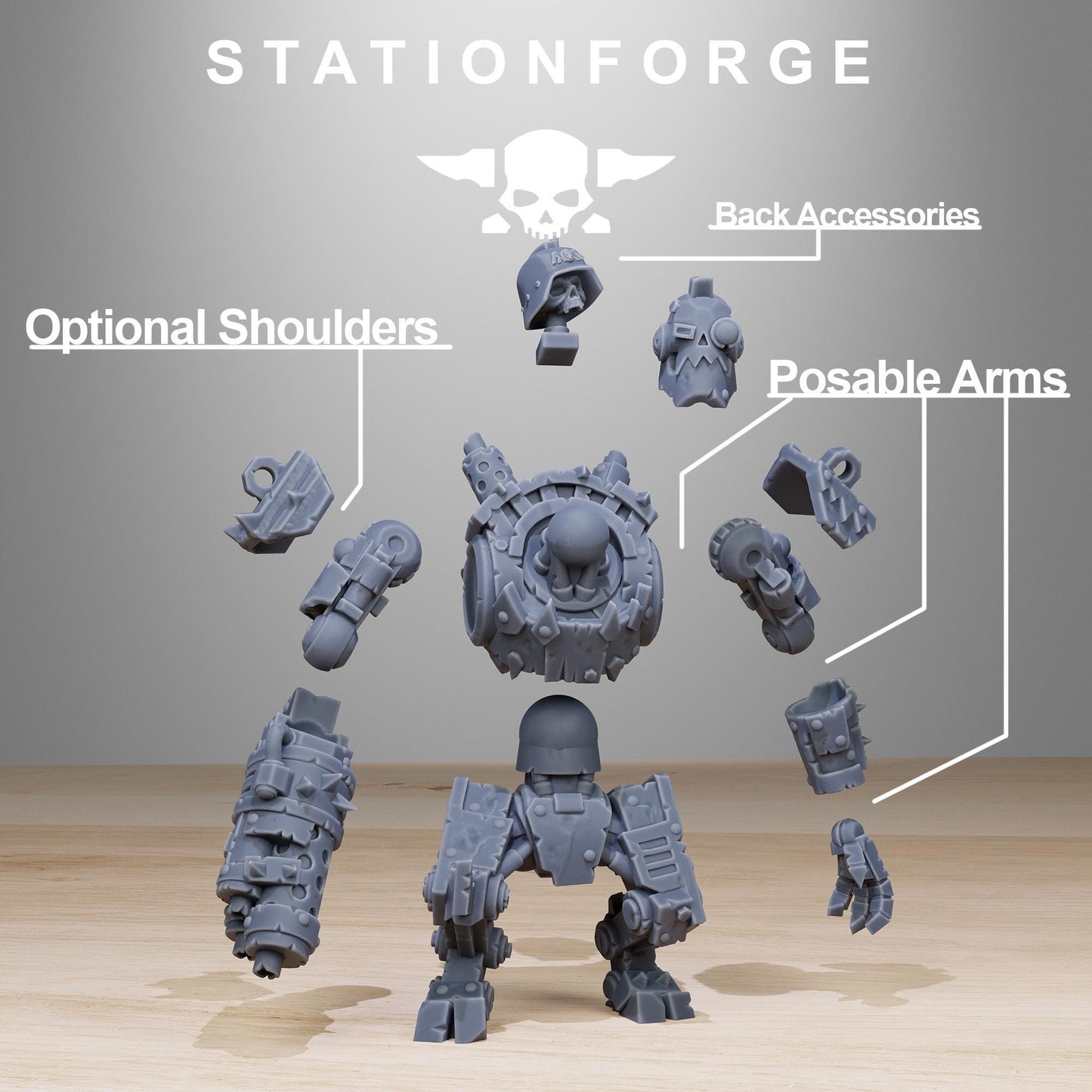 Orkaz Bots Infantry, Space-Faring Orkish Menace Sculpted by STATIONFORGE, Grimdark Compatible, Sci-Fi Wargame Scale
