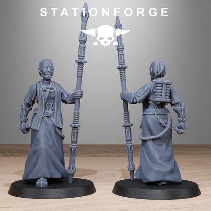 Sci-Fi Sister Priests Miniatures, Techno-bots, Grimdark Cyber Warriors by STATIONFORGE