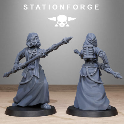 Sci-Fi Sister Priests Miniatures, Techno-bots, Grimdark Cyber Warriors by STATIONFORGE