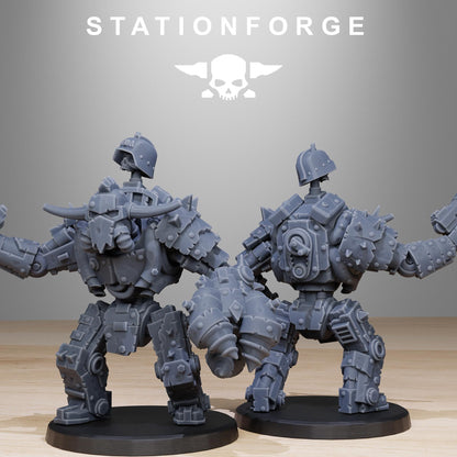 Orkaz Bots Infantry, Space-Faring Orkish Menace Sculpted by STATIONFORGE, Grimdark Compatible, Sci-Fi Wargame Scale