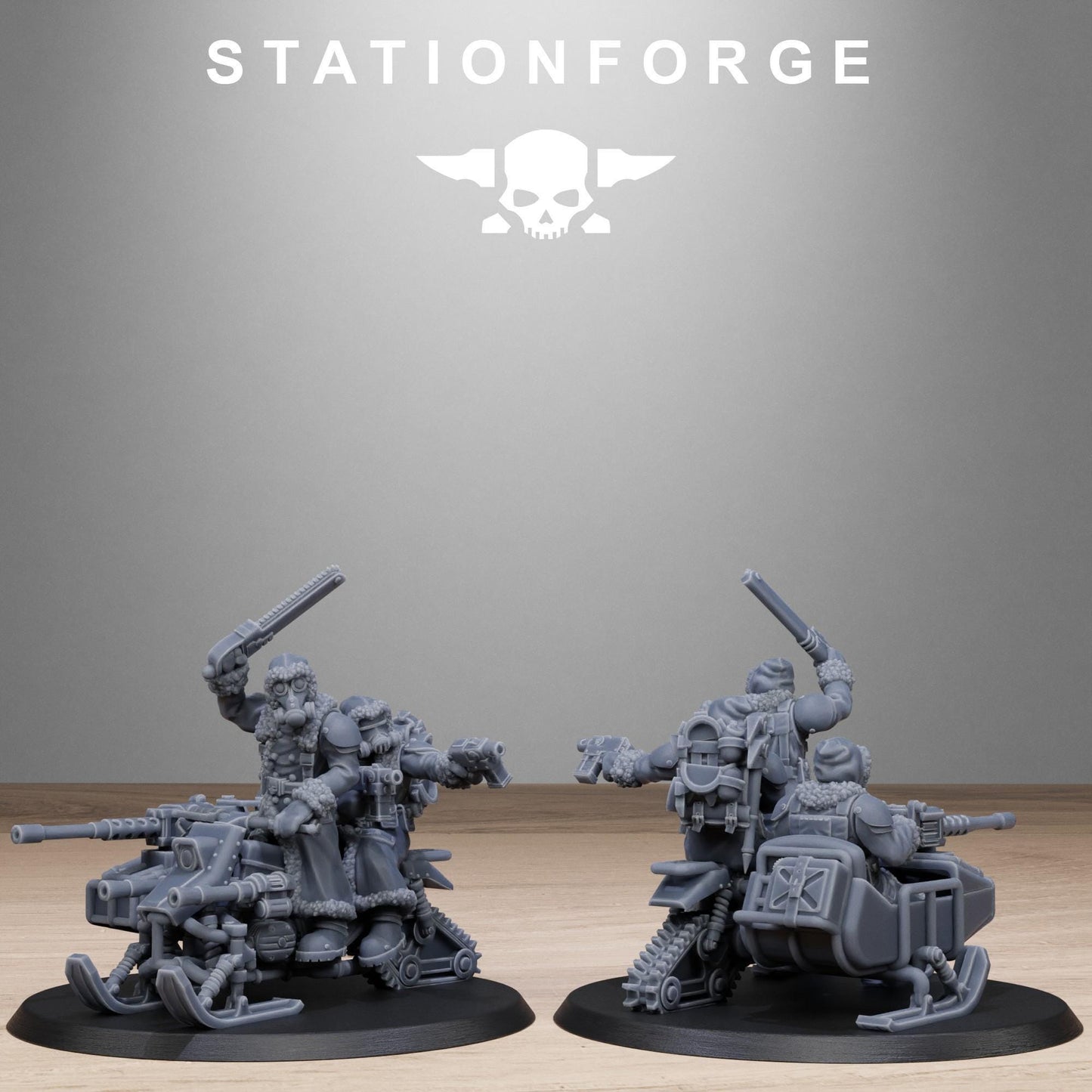 GrimGuard FrostWatch Snowbikers, Modular Set Miniatures by STATIONFORGE,  Imperial guard cavalry regiment
