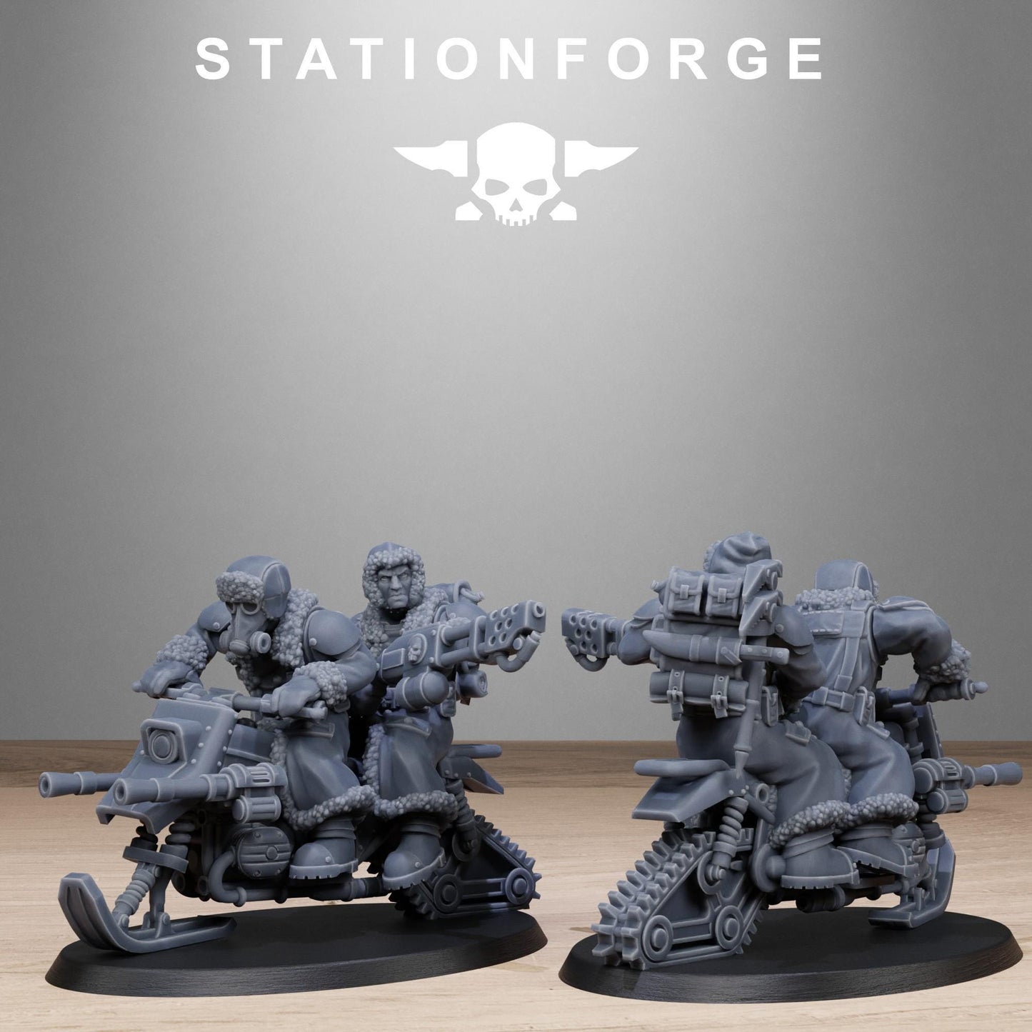 GrimGuard FrostWatch Snowbikers, Modular Set Miniatures by STATIONFORGE,  Imperial guard cavalry regiment