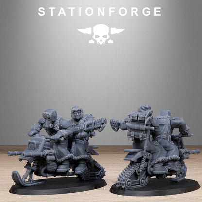 GrimGuard FrostWatch Snowbikers, Modular Set Miniatures by STATIONFORGE,  Imperial guard cavalry regiment