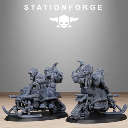 GrimGuard FrostWatch Snowbikers, Modular Set Miniatures by STATIONFORGE,  Imperial guard cavalry regiment