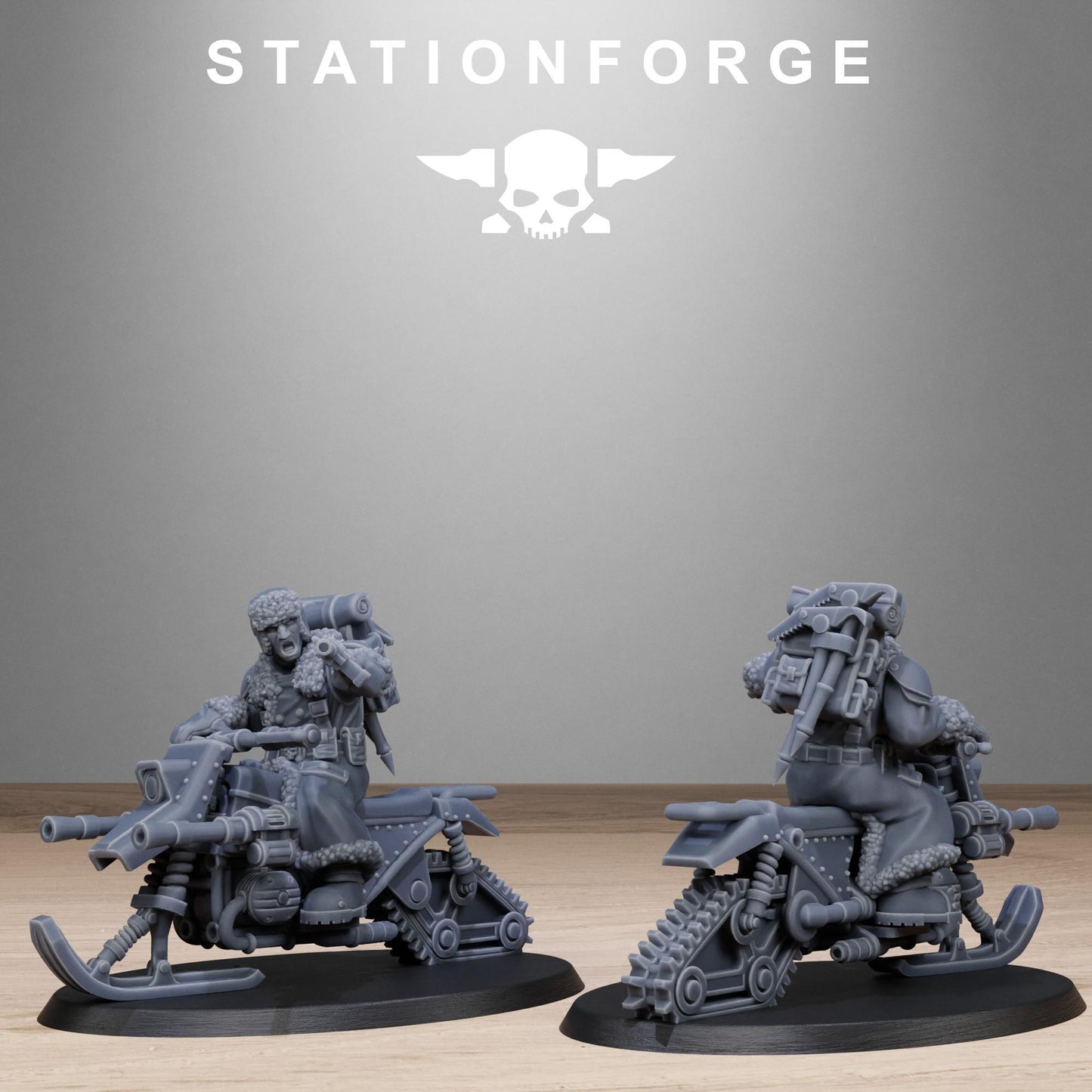 GrimGuard FrostWatch Snowbikers, Modular Set Miniatures by STATIONFORGE,  Imperial guard cavalry regiment