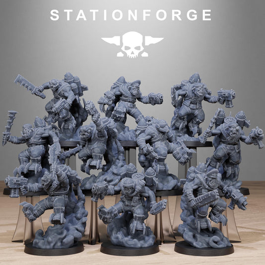 Sci-Fi Ork Miniatures, STATIONFORGE Grimdark Wargame Flyers