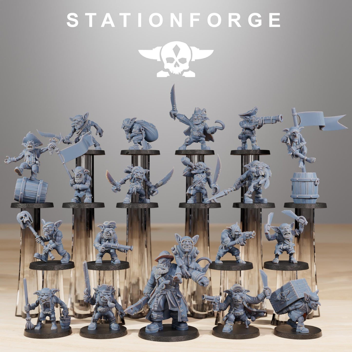 Gobs Pirates, Space-Faring Orkish Menace Sculpted by STATIONFORGE, Grimdark Compatible, Sci-Fi Wargame Scale