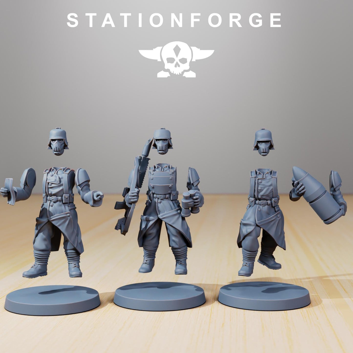 GrimGuard - Artillery, Modular Sci-Fi Artillery by STATIONFORGE, Sci-fi Wargames Proxy, Imperial Guard Army Long Range Artillery Proxy