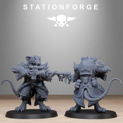 Corrupted Guard Raticus, Space Techno-Rats, monopose Sci-Fi warriors by STATIONFORGE, Sci-Fi Wargames Rat-Themed Grimdark miniatures
