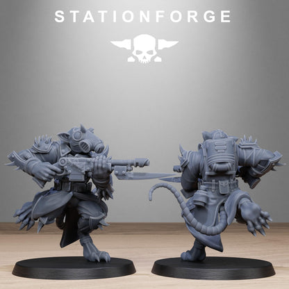 Corrupted Guard Raticus, Space Techno-Rats, monopose Sci-Fi warriors by STATIONFORGE, Sci-Fi Wargames Rat-Themed Grimdark miniatures