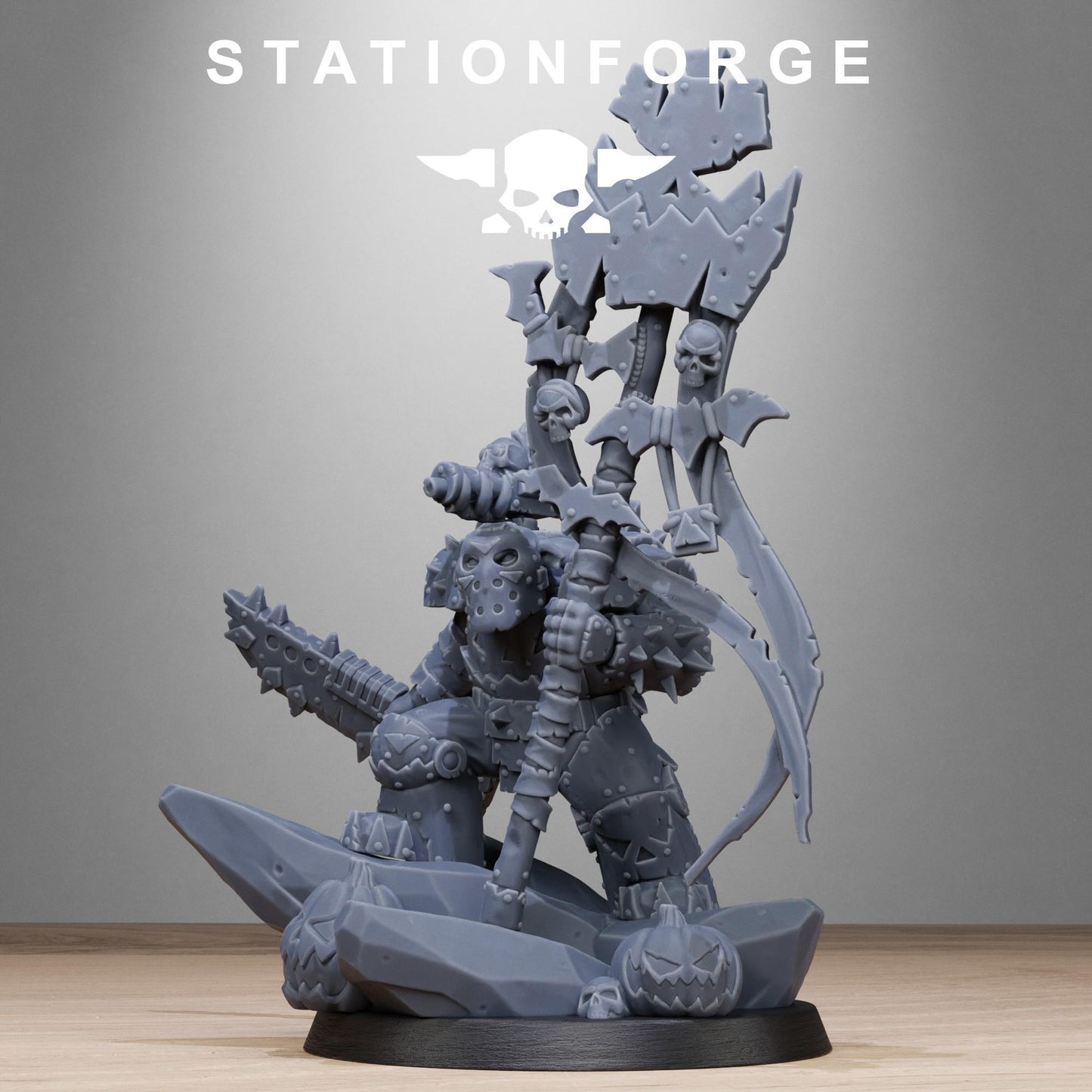 Orkaz Boo Basher, Space-Faring Orkish Menace Sculpted by STATIONFORGE, Grimdark Compatible, Sci-Fi Wargame Scale