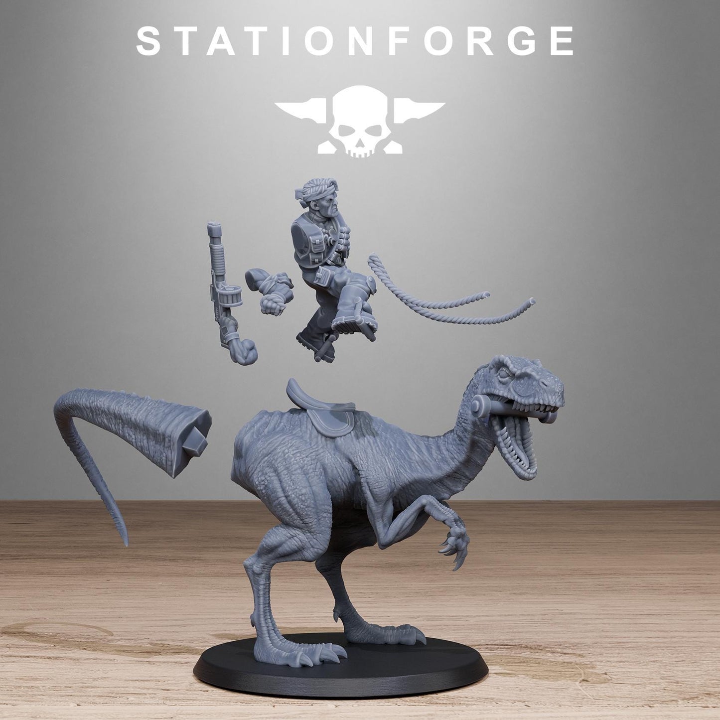GrimGuard Jungle Raptors, Modular Set Miniatures by STATIONFORGE,  Imperial guard cavalry regiment