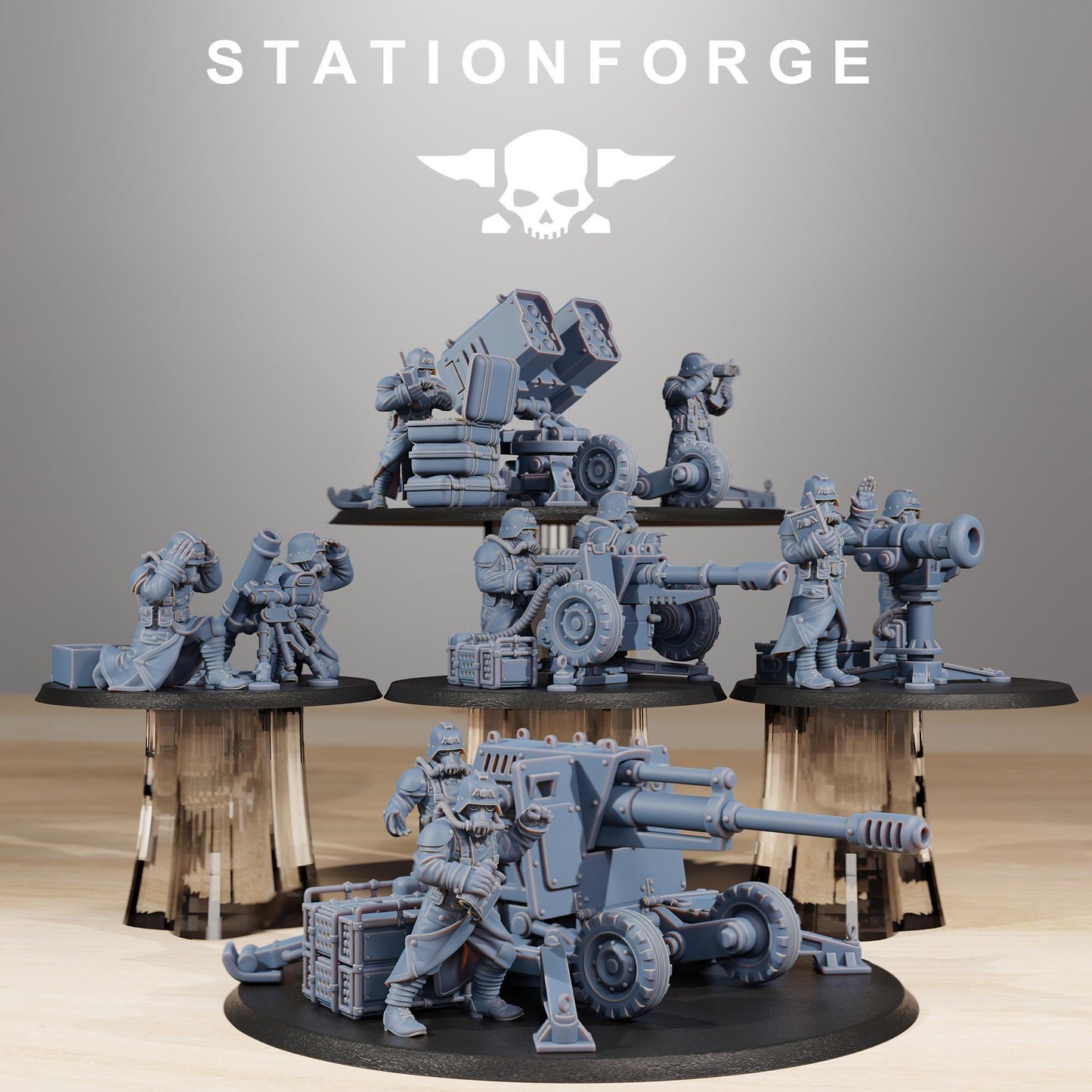 GrimGuard Battle Weapons, Heavy Weapons Team,  Imperial Guard Miniatures by STATIONFORGE