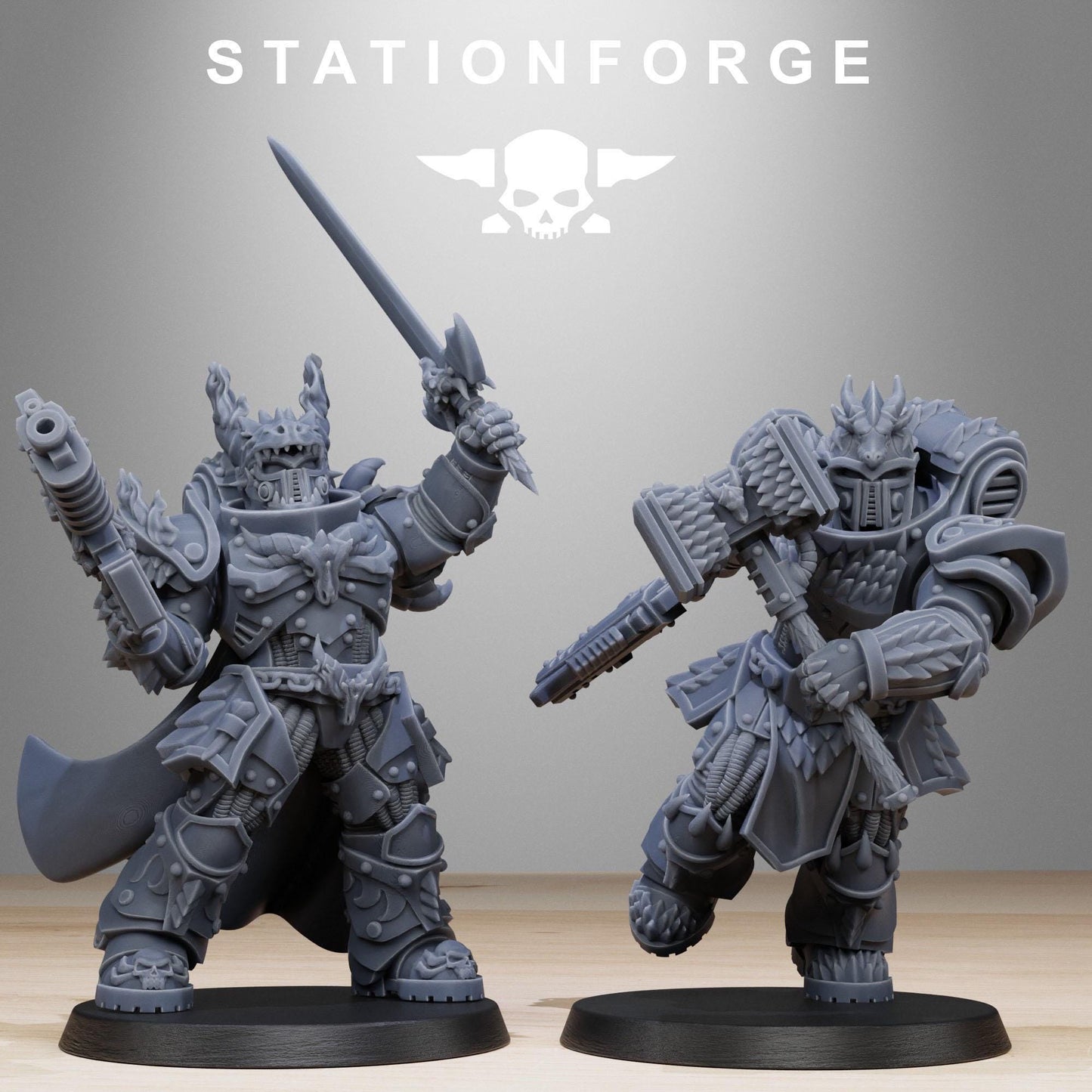 Socratis Dragon Knights, Modular Sci-Fi Marine warriors by STATIONFORGE, Grimdark Wargames Proxy