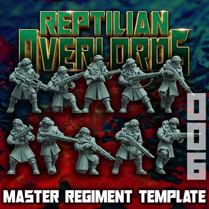 Master Regiment Template 006 Desert Reavers, Sci-Fi Wargames Miniatures by Reptilian Overlords