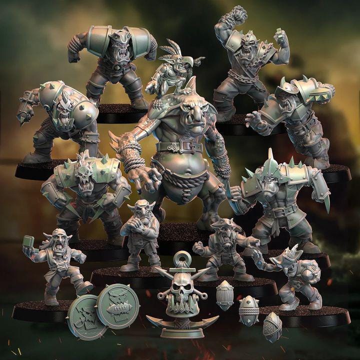 Baorcudas by Punga Miniatures - Wargame Scale 3D Printed Miniature - Black Orcs