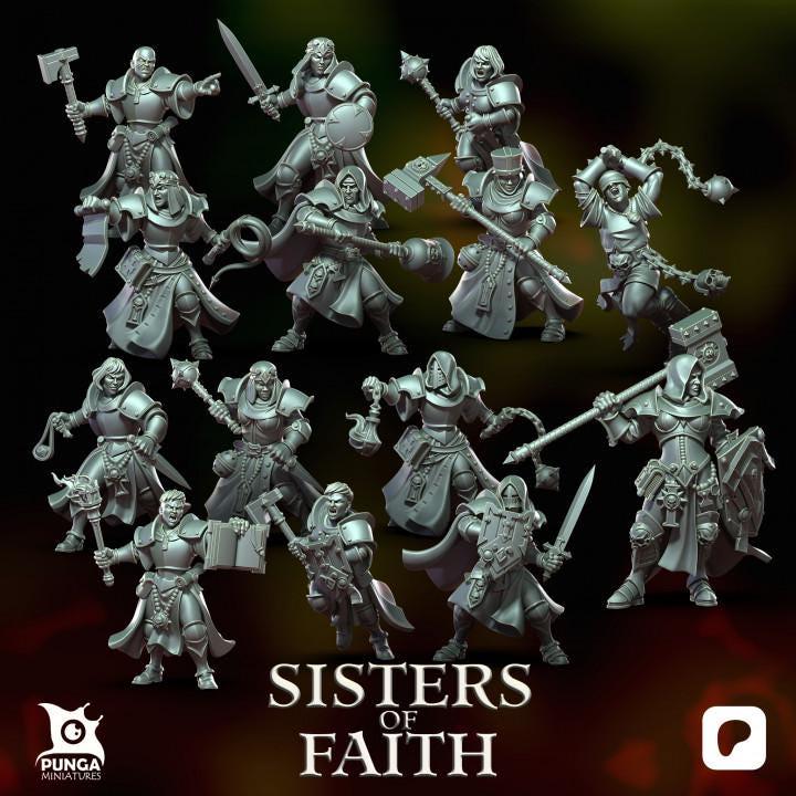 The Sisters of Faith warband by Punga Miniatures - Wargame Scale 3D Printed Miniature