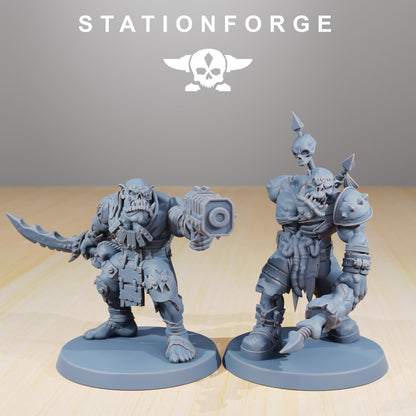 Orkaz Plague Spreadaz, Space-Faring Orkish Menace Sculpted by STATIONFORGE, Grimdark Compatible, Sci-Fi Wargame Scale