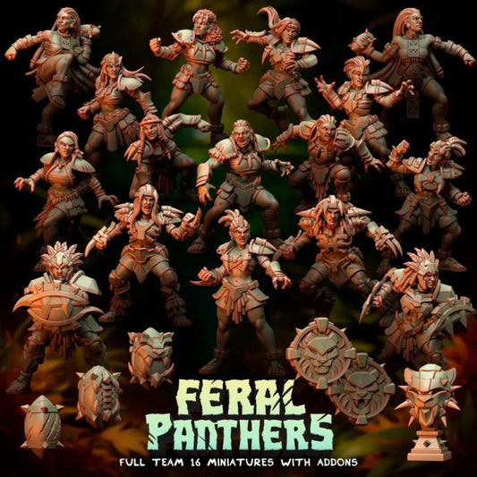Feral Panthers Full Team by Punga Miniatures - Wargame Scale 3D Printed Miniature
