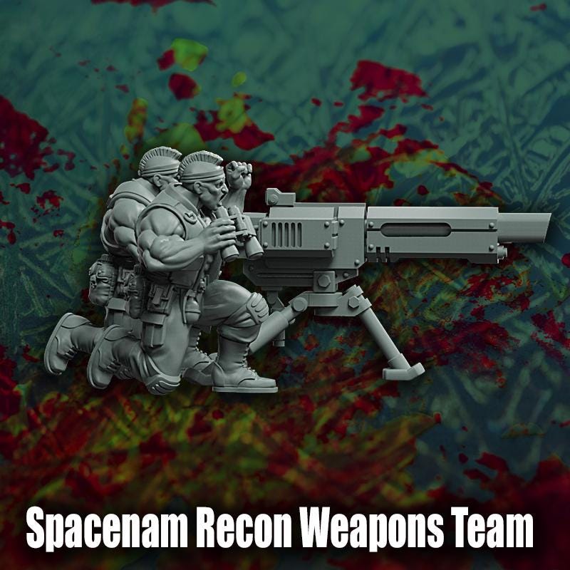 Spacenam Recon Weapons Team, Sci-Fi Wargames Miniatures by Reptilian Overlords, Space Guard