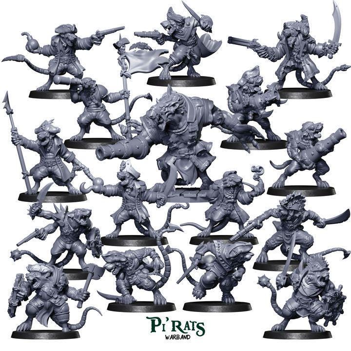 PiRats Team Warband by Punga Miniatures - Wargame Scale 3D Printed Miniature