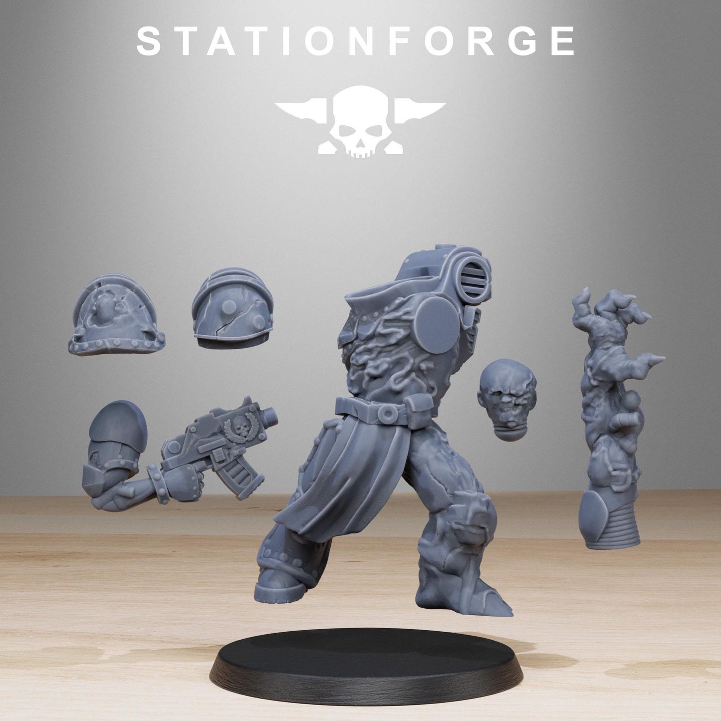 Corrupted Socratis Infantry, Modular Sci-Fi Marine warriors by STATIONFORGE, Grimdark Wargames Proxy