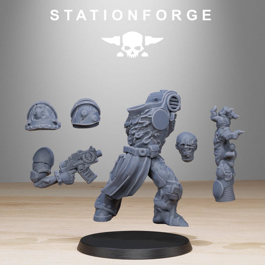 Corrupted Socratis Infantry, Modular Sci-Fi Marine warriors by STATIONFORGE, Grimdark Wargames Proxy