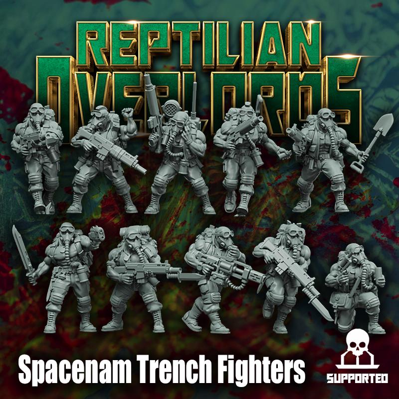 Spacenam Trench Fighters, Sci-Fi Wargames Miniatures by Reptilian Overlords, Space Guard Infantry
